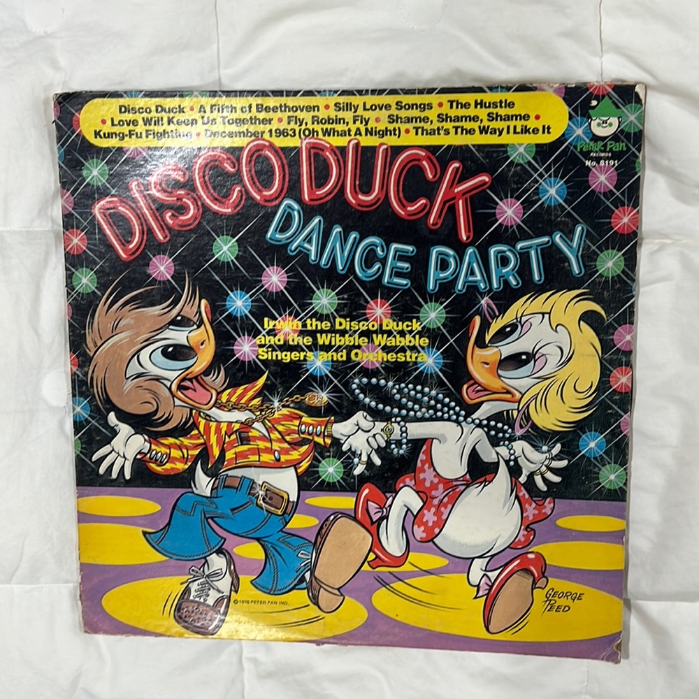 Record Vinyl Disco Duck Dance Party Lp 45  Peter Pan records 8191 for player